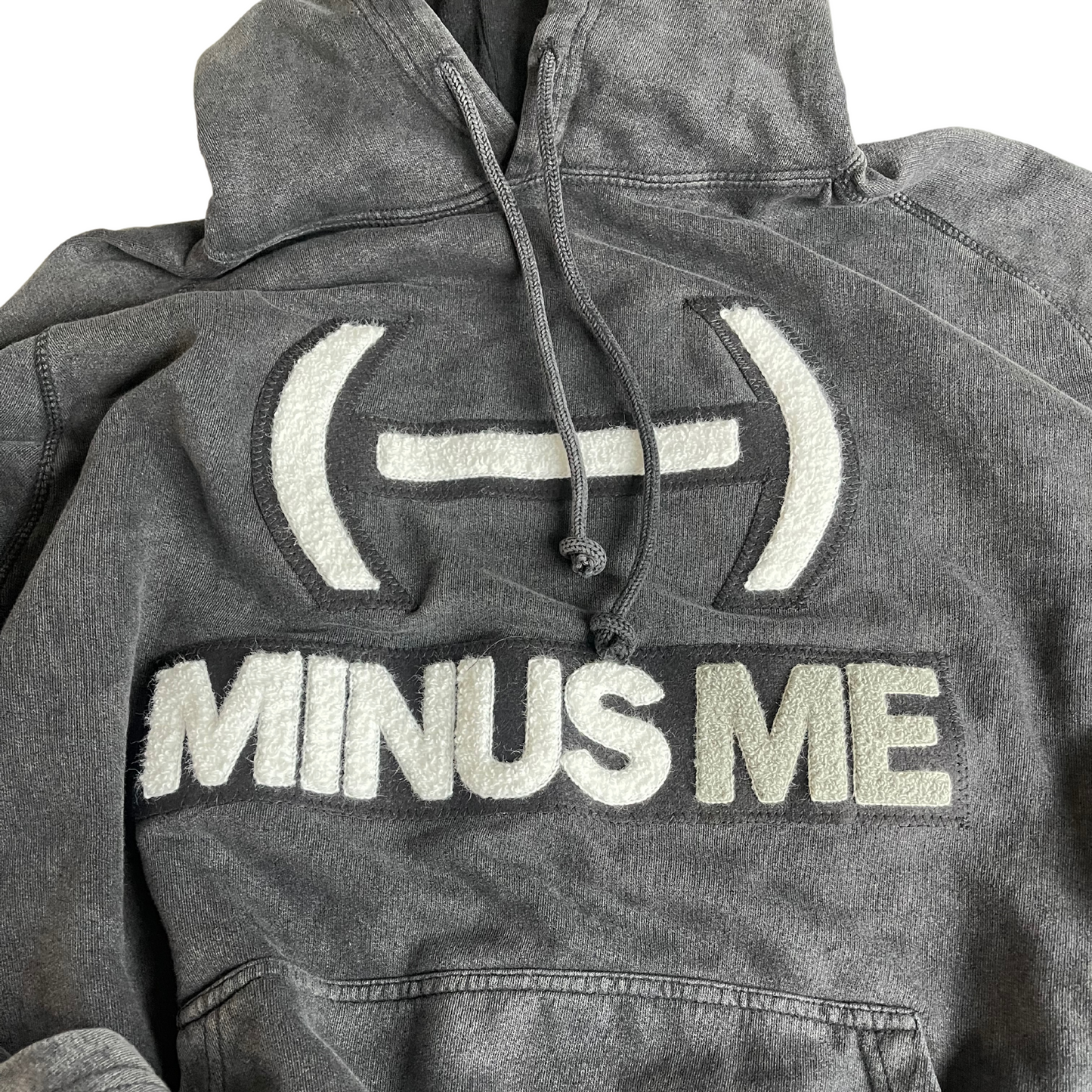 MINUSME Glory Gray Acid Wash Letterman Hoodie